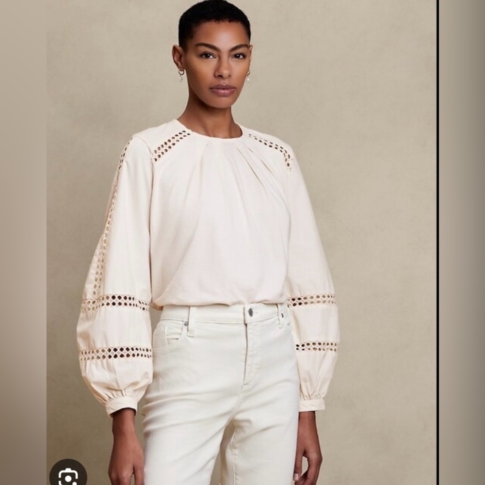 Banana Republic Volume Sleeve Top 100% Cotton